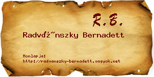 Radvánszky Bernadett névjegykártya